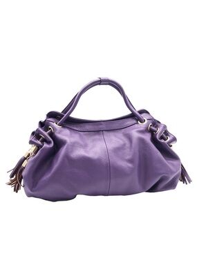 Musette Purple Leather Handbag with Tassel Accents